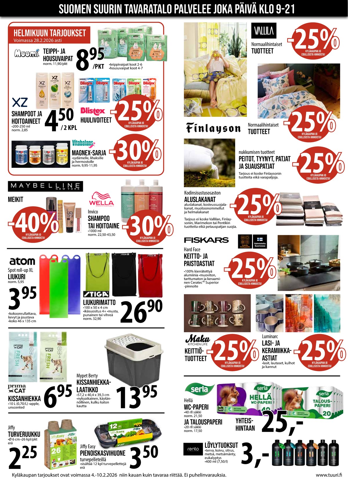 Katso ketjun Keskinen tarjouslehti viikolta 6 sivustolla Viikkotarjoukset.fi. Löydät monia hyviä tarjouksia erilaisista tuotteista, esimerkiksi saunatuoksut rento tai paisto- ja keittoastiat hard face. Lue tarjouslehti täältä! Sivu 2