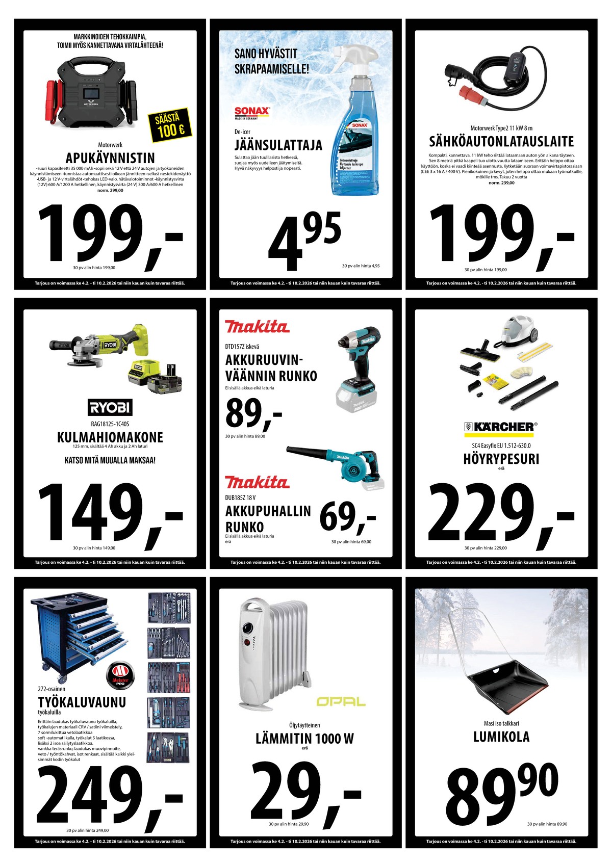 Katso ketjun Keskinen tarjouslehti viikolta 6 sivustolla Viikkotarjoukset.fi. Löydät monia hyviä tarjouksia erilaisista tuotteista, esimerkiksi työkaluvaunut meister tai höyrypesurit kärcher. Lue tarjouslehti täältä! Sivu 17