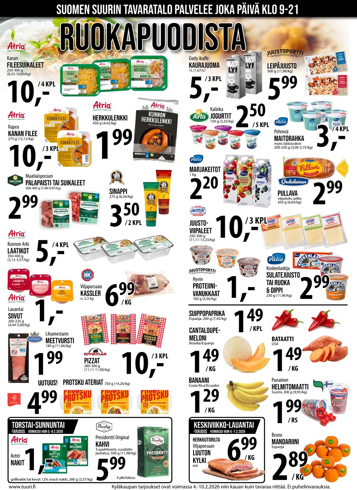 Katso ketjun Keskinen tarjouslehti viikolta 6 sivustolla Viikkotarjoukset.fi. Löydät monia hyviä tarjouksia erilaisista tuotteista, esimerkiksi meetvursti lihamestari tai kaurajuomat oatly. Lue tarjouslehti täältä! Sivu 5