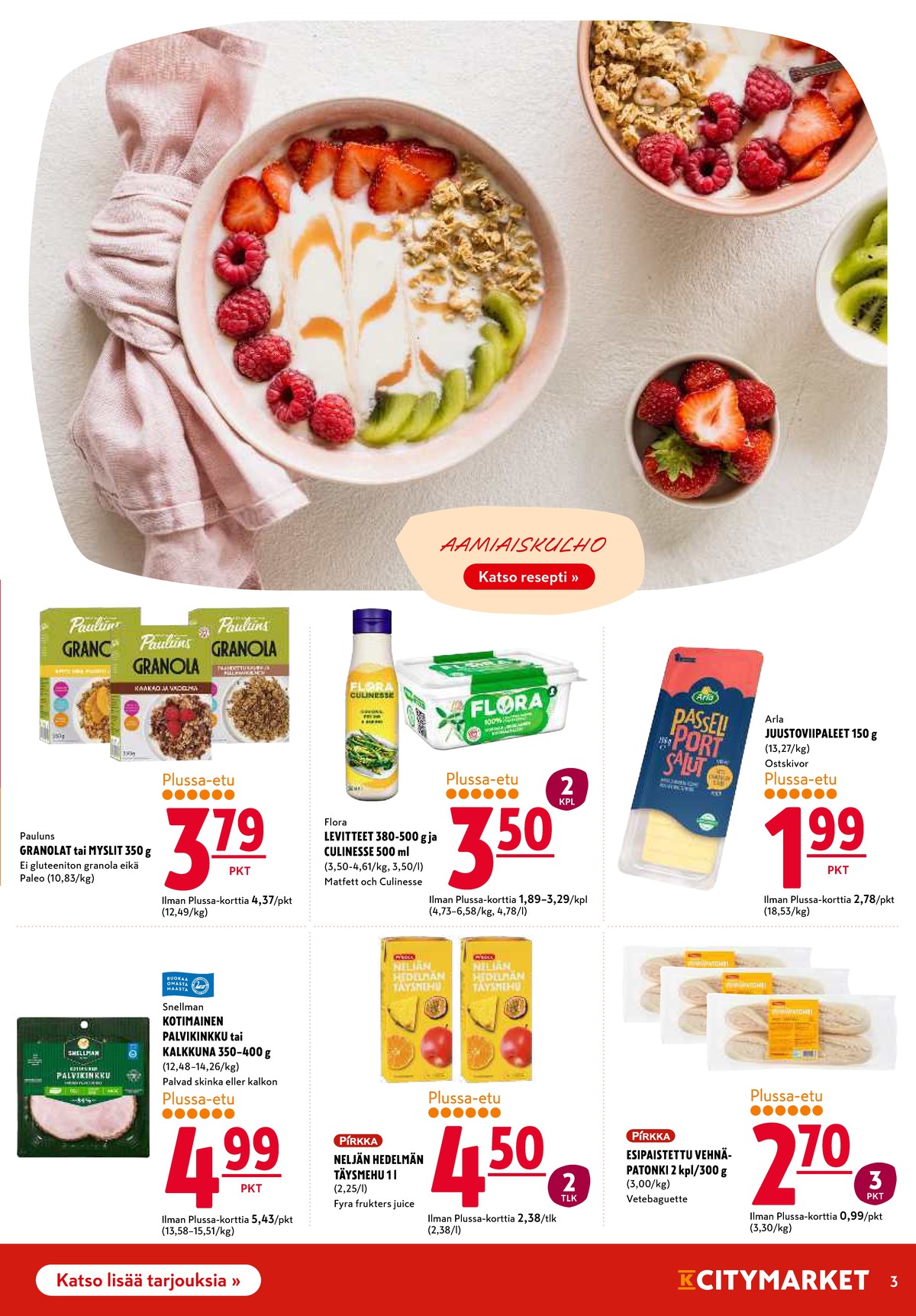 Katso ketjun K-Citymarket tarjouslehti viikolta 6 sivustolla Viikkotarjoukset.fi. Löydät monia hyviä tarjouksia erilaisista tuotteista. Lue tarjouslehti täältä! Sivu 3