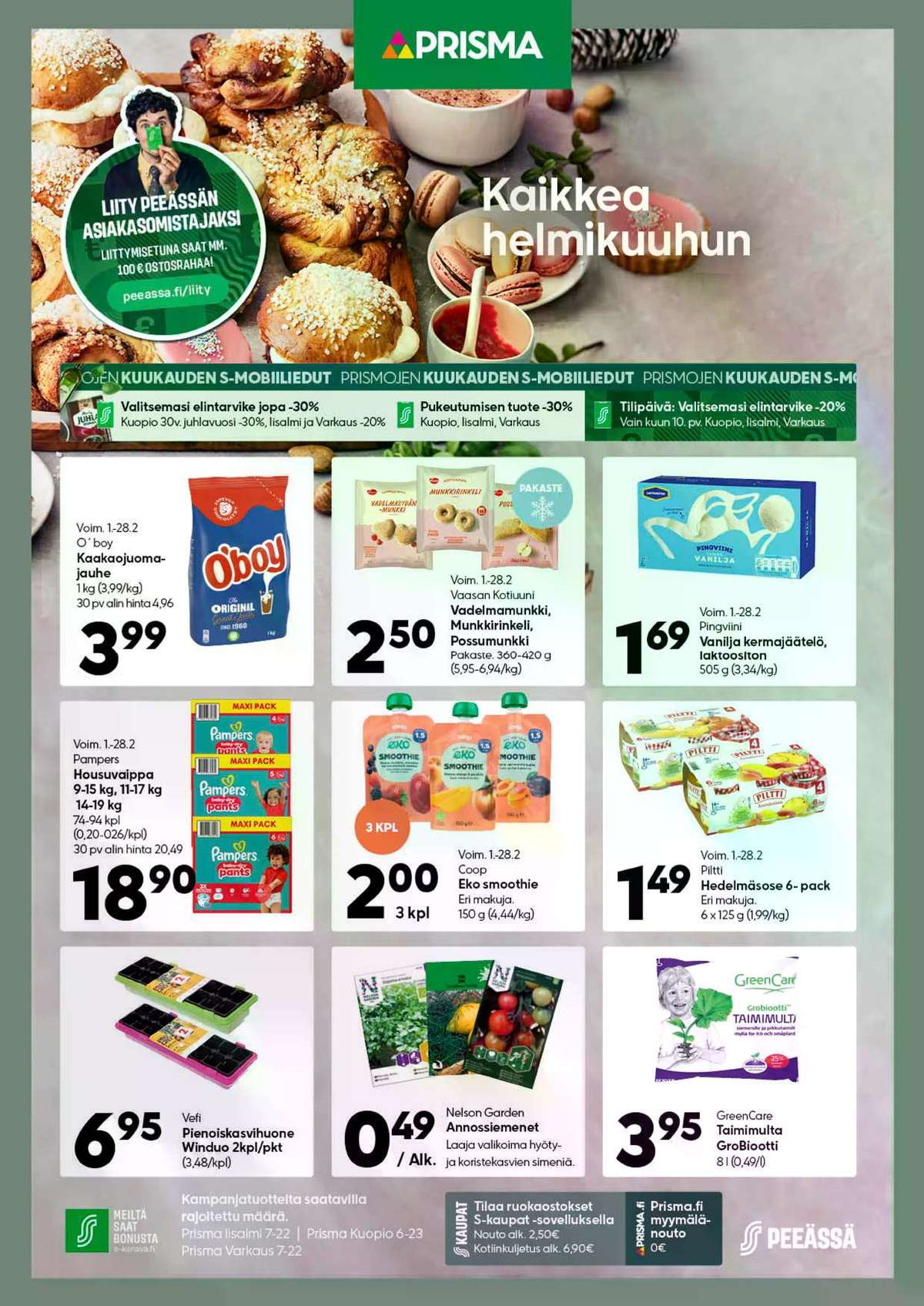 Katso ketjun Prisma region tarjouslehti viikolta 7 sivustolla Viikkotarjoukset.fi. Löydät monia hyviä tarjouksia erilaisista tuotteista. Lue tarjouslehti täältä! Sivu 1