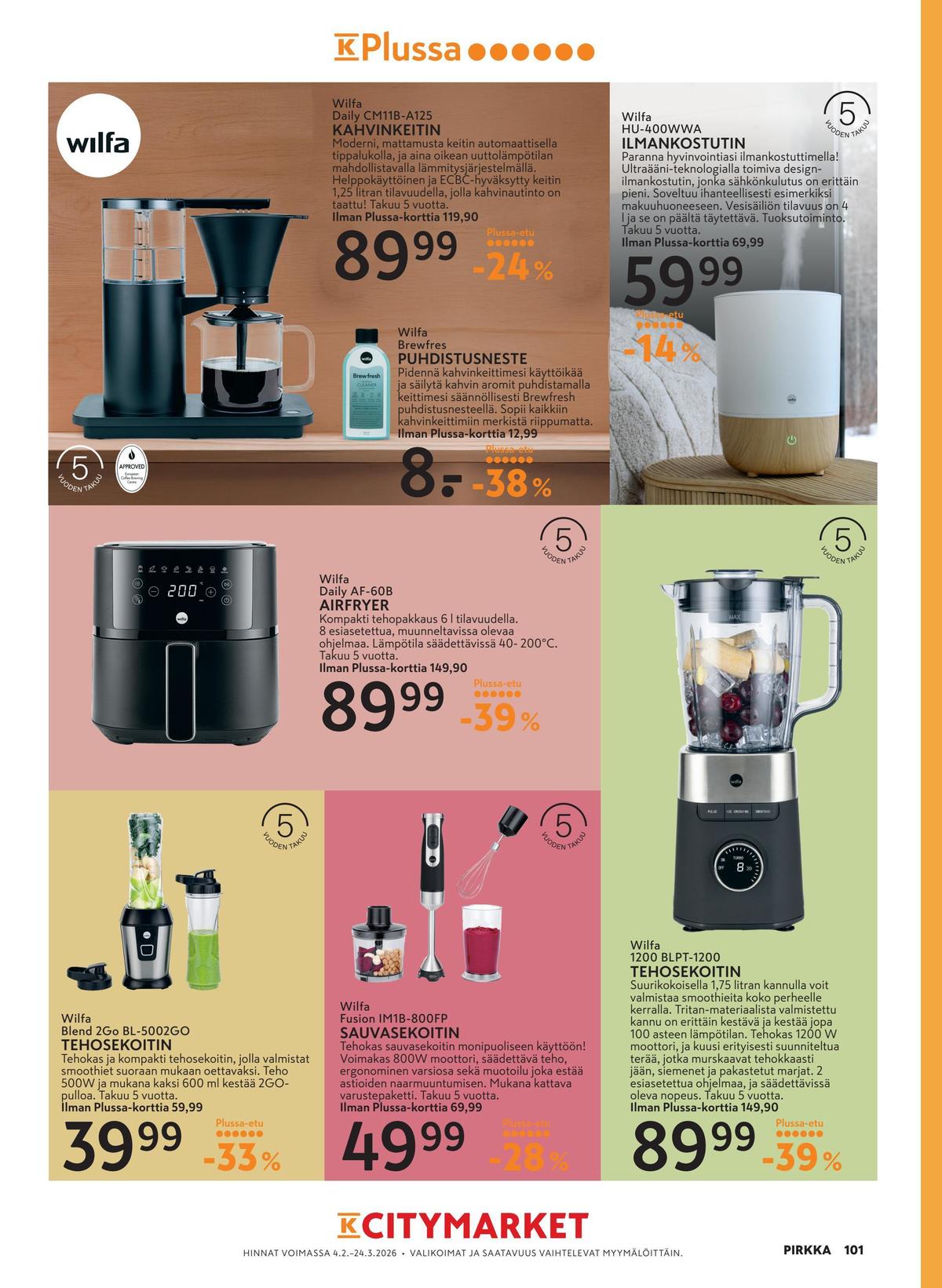 Katso ketjun Pirkka tarjouslehti viikolta 7 sivustolla Viikkotarjoukset.fi. Löydät monia hyviä tarjouksia erilaisista tuotteista. Lue tarjouslehti täältä! Sivu 4