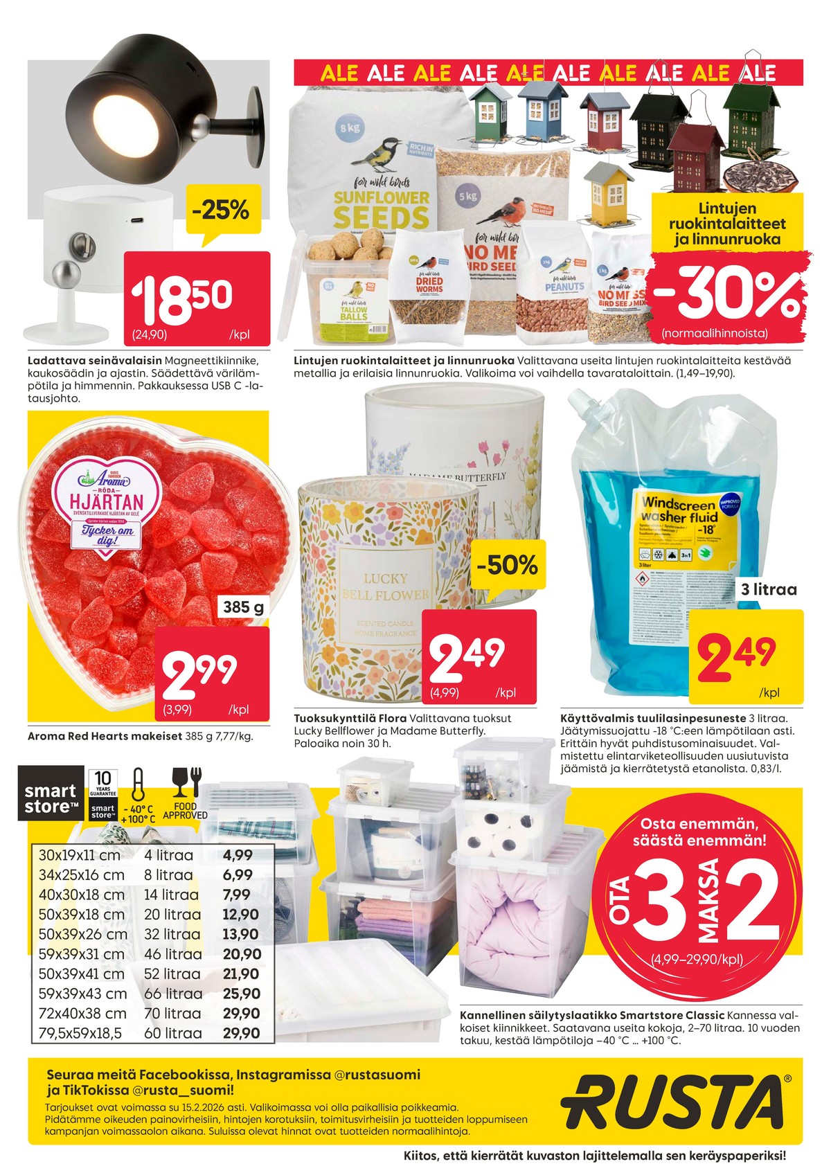 Katso ketjun Rusta tarjouslehti viikolta 7 sivustolla Viikkotarjoukset.fi. Löydät monia hyviä tarjouksia erilaisista tuotteista. Lue tarjouslehti täältä! Sivu 16