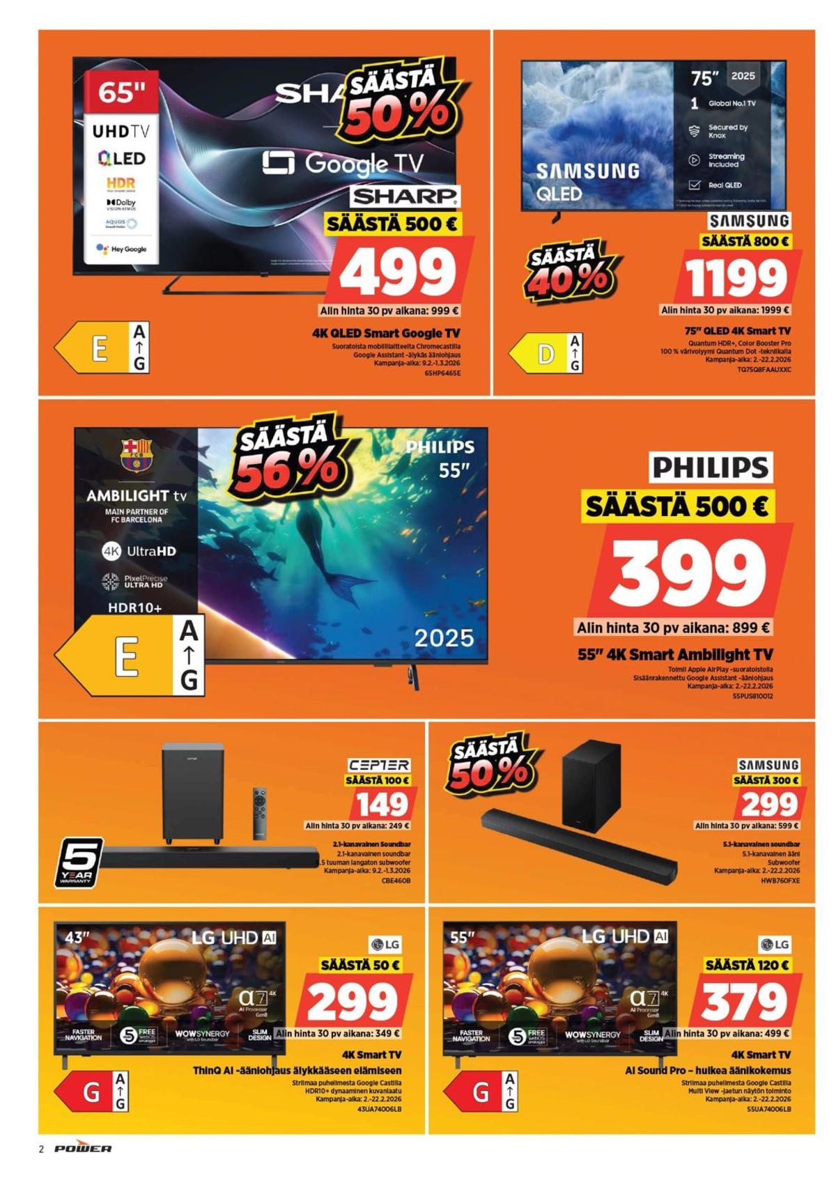 Katso ketjun Power tarjouslehti viikolta 7 sivustolla Viikkotarjoukset.fi. Löydät monia hyviä tarjouksia erilaisista tuotteista, esimerkiksi %product1% tai muista tuotteista. Lue tarjouslehti täältä! Sivu 2