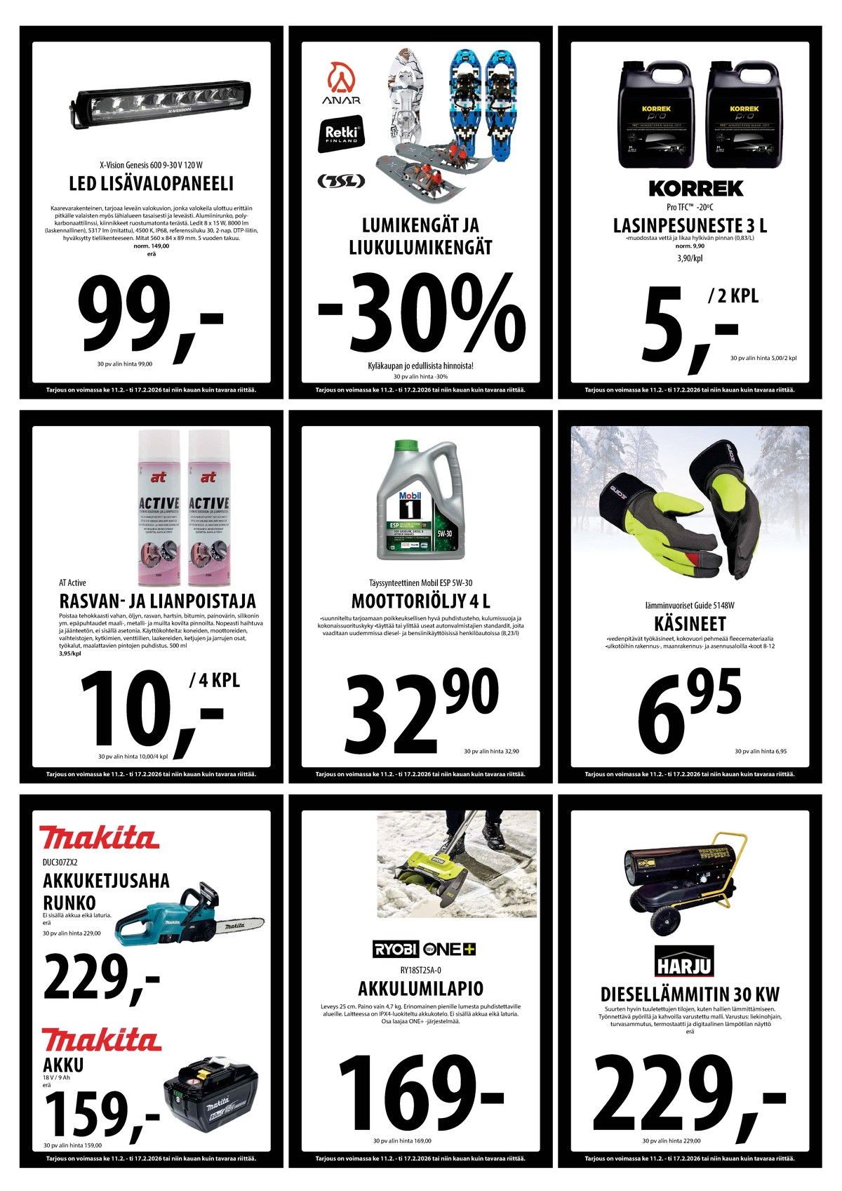 Katso ketjun Keskinen tarjouslehti viikolta 7 sivustolla Viikkotarjoukset.fi. Löydät monia hyviä tarjouksia erilaisista tuotteista, esimerkiksi ketjusahat makita tai talvityökäsineet guide. Lue tarjouslehti täältä! Sivu 19