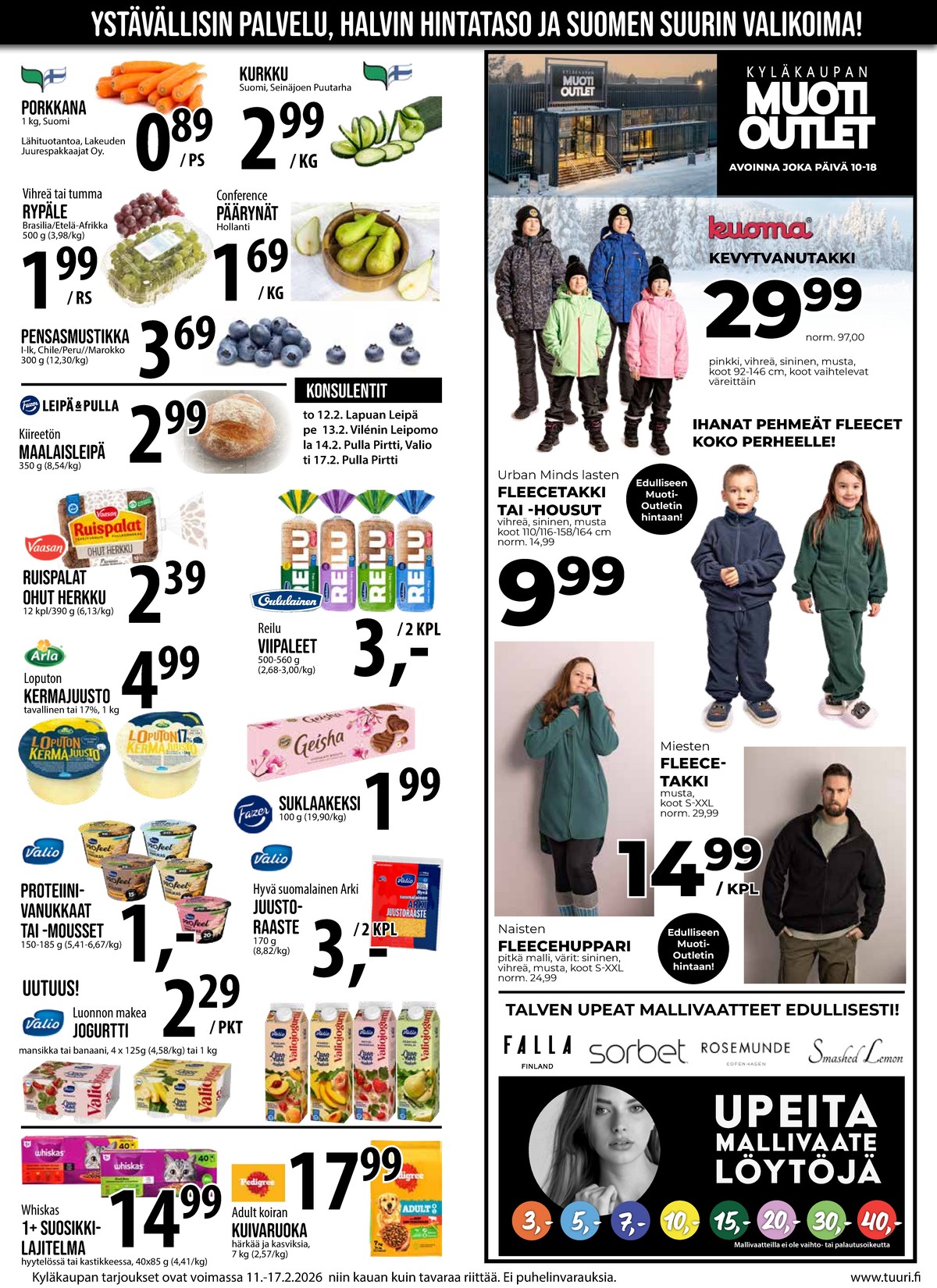 Katso ketjun Keskinen tarjouslehti viikolta 7 sivustolla Viikkotarjoukset.fi. Löydät monia hyviä tarjouksia erilaisista tuotteista, esimerkiksi suklaakeksit geisha tai koiran ruoka pedigree. Lue tarjouslehti täältä! Sivu 6