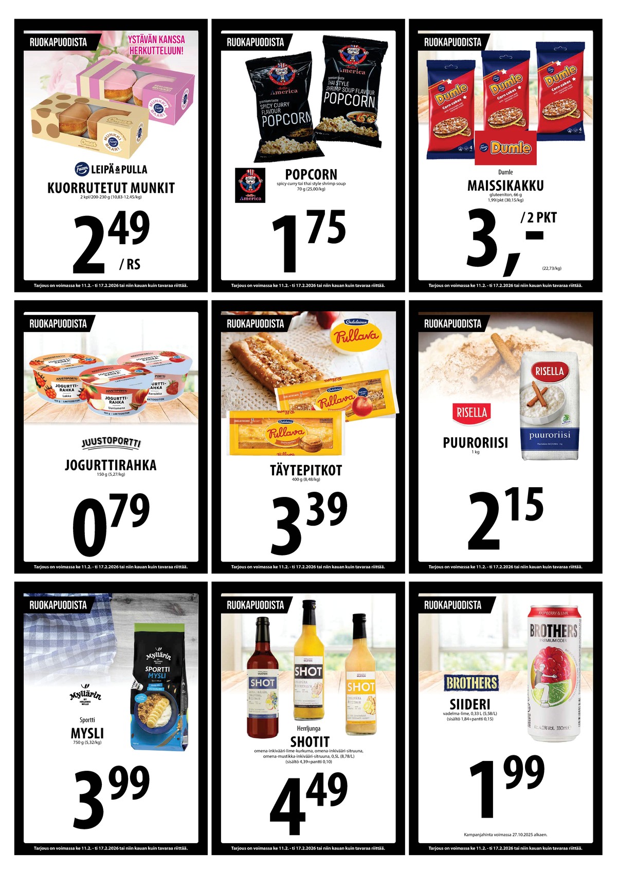 Katso ketjun Keskinen tarjouslehti viikolta 7 sivustolla Viikkotarjoukset.fi. Löydät monia hyviä tarjouksia erilaisista tuotteista, esimerkiksi myslit myllärin tai riisi risella. Lue tarjouslehti täältä! Sivu 7