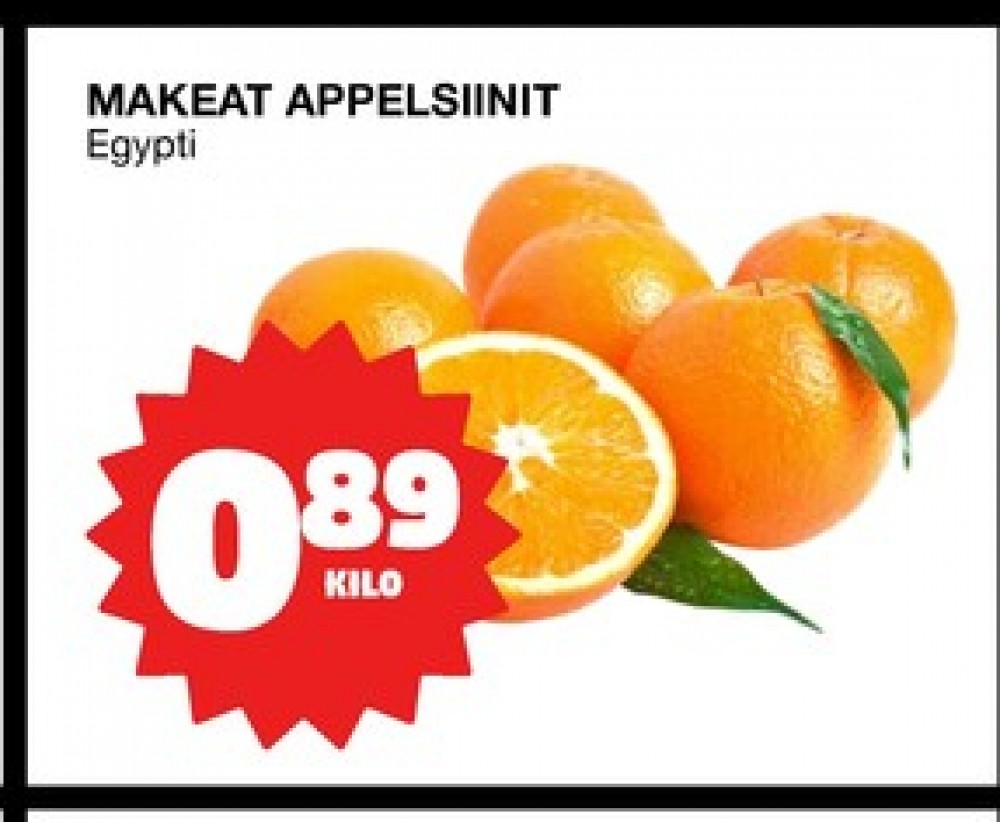 Tarjoukset ja hintavertailu haulla ei määritelty, , Appelsiinit 1.000 kg 1 paketti(a) €0.89