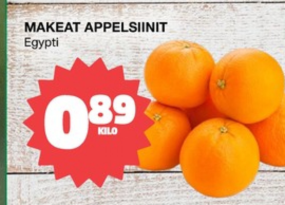 Tarjoukset ja hintavertailu haulla ei määritelty, , Appelsiinit 1.000 kg 1 paketti(a) €0.89