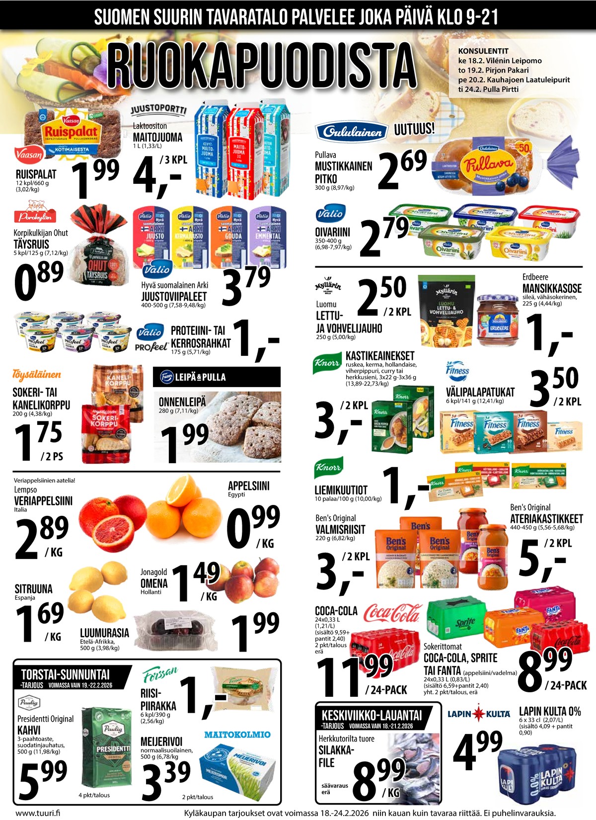 Katso ketjun Keskinen tarjouslehti viikolta 8 sivustolla Viikkotarjoukset.fi. Löydät monia hyviä tarjouksia erilaisista tuotteista. Lue tarjouslehti täältä! Sivu 8