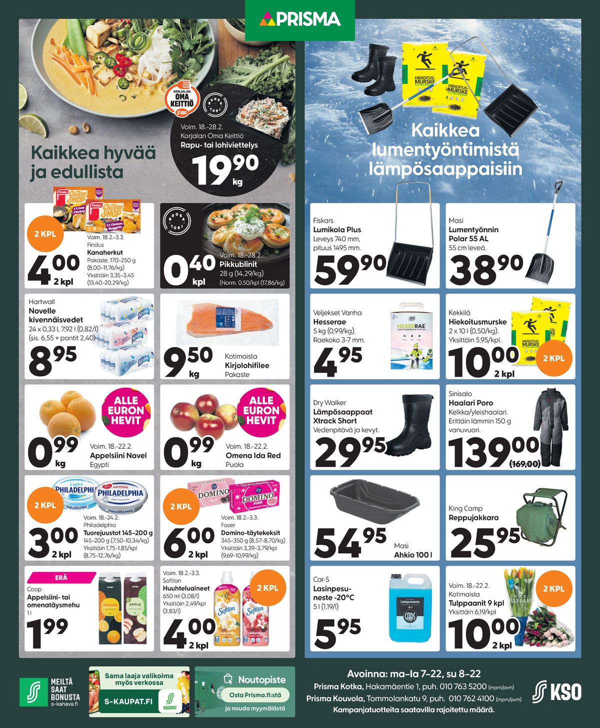Katso ketjun Prisma region tarjouslehti viikolta 8 sivustolla Viikkotarjoukset.fi. Löydät monia hyviä tarjouksia erilaisista tuotteista. Lue tarjouslehti täältä! Sivu 1