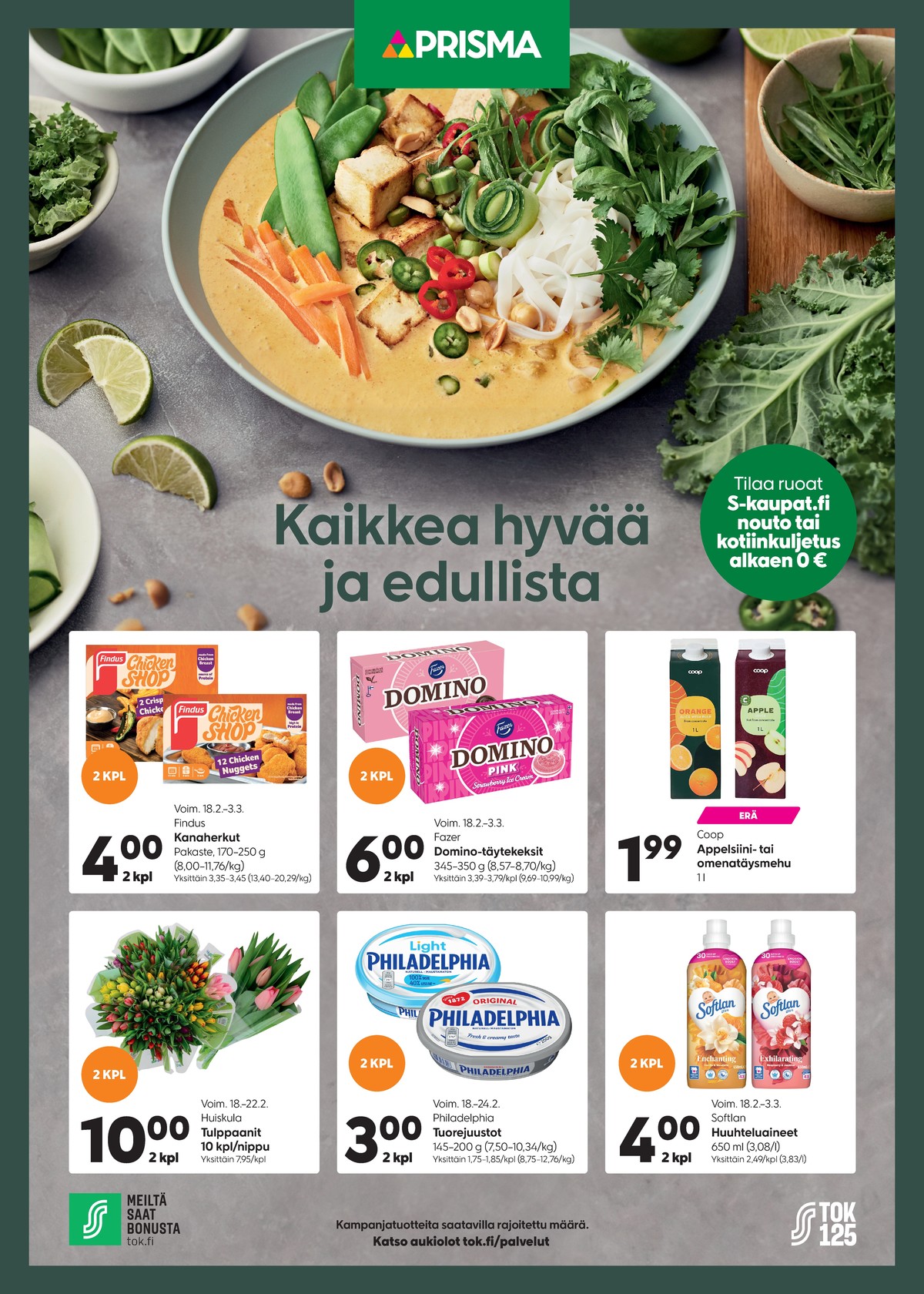 Katso ketjun Prisma region tarjouslehti viikolta 8 sivustolla Viikkotarjoukset.fi. Löydät monia hyviä tarjouksia erilaisista tuotteista. Lue tarjouslehti täältä! Sivu 1