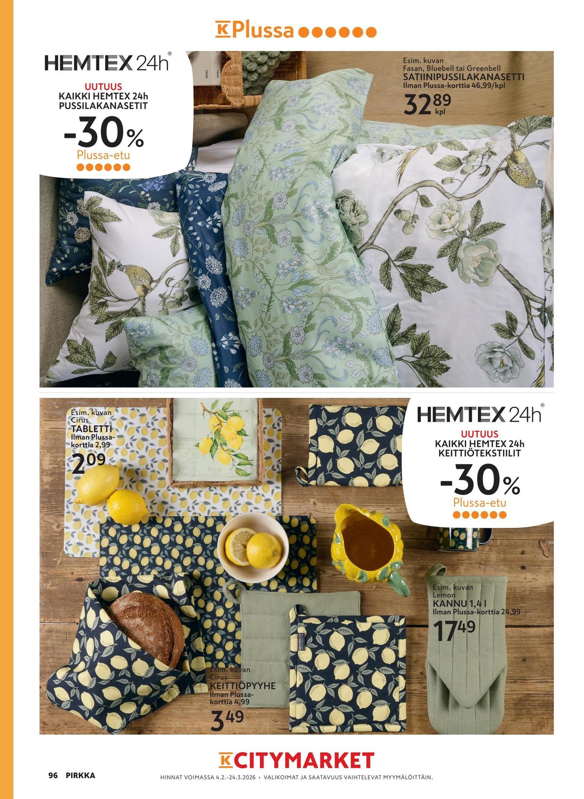 Katso ketjun Pirkka tarjouslehti viikolta 9 sivustolla Viikkotarjoukset.fi. Löydät monia hyviä tarjouksia erilaisista tuotteista. Lue tarjouslehti täältä! Sivu 101