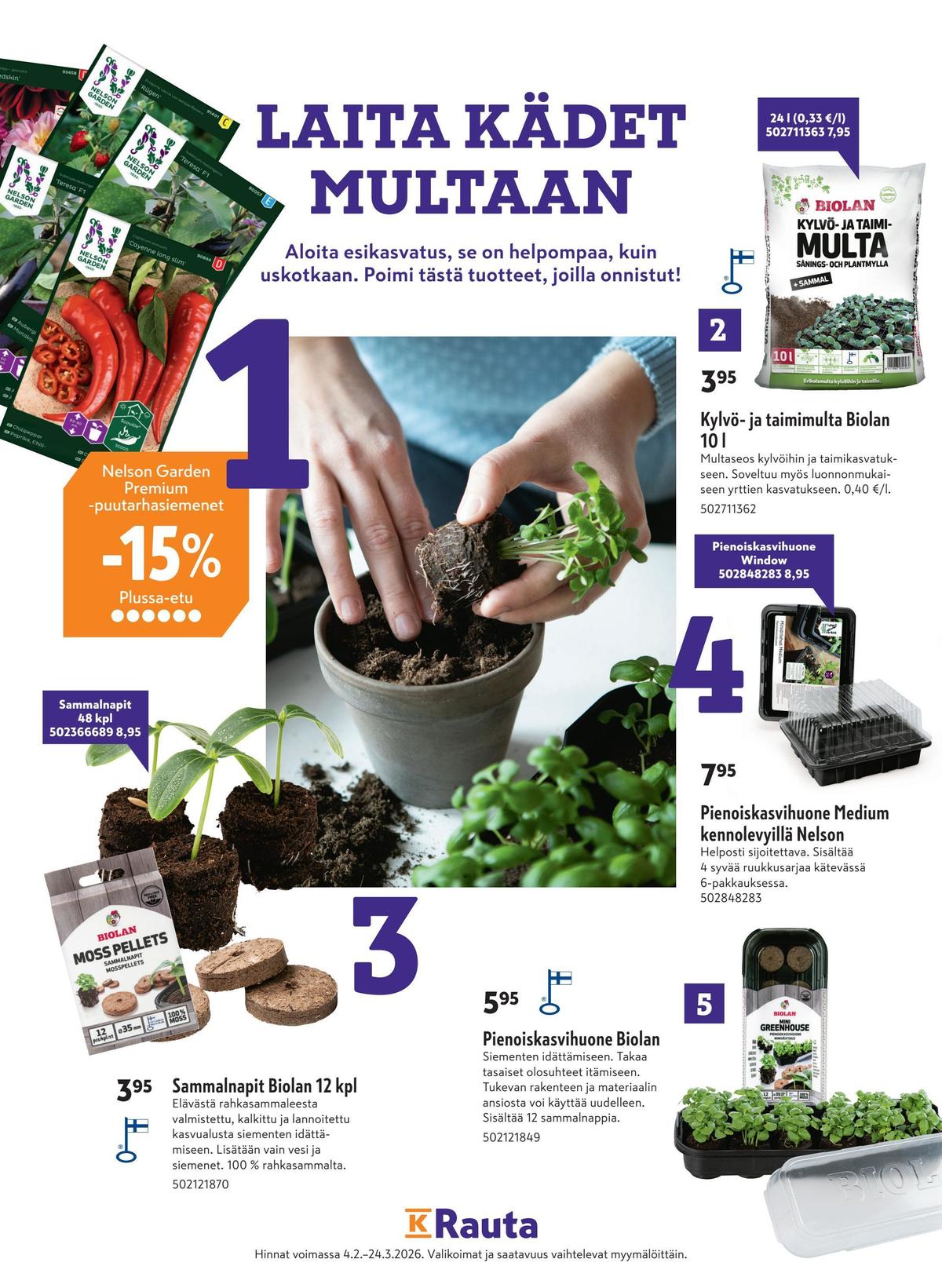 Katso ketjun Pirkka tarjouslehti viikolta 9 sivustolla Viikkotarjoukset.fi. Löydät monia hyviä tarjouksia erilaisista tuotteista. Lue tarjouslehti täältä! Sivu 44