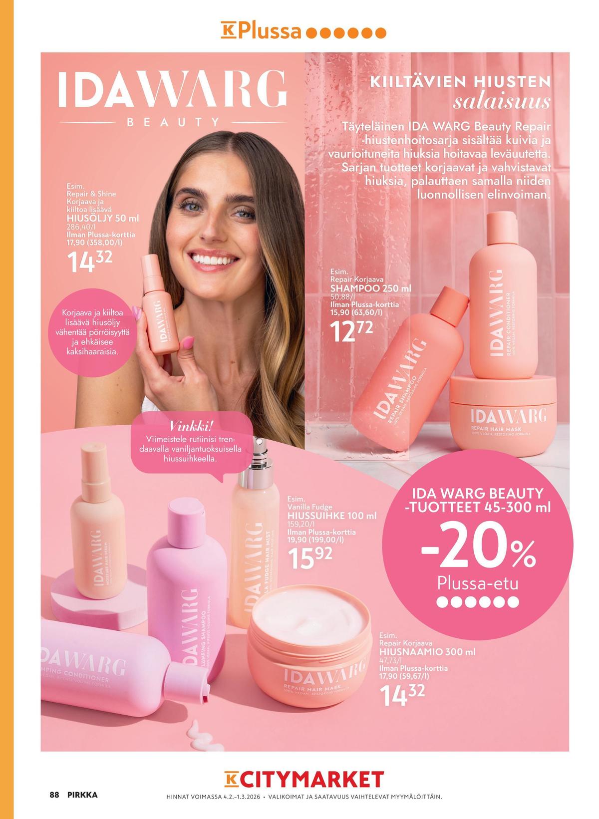 Katso ketjun Pirkka tarjouslehti viikolta 9 sivustolla Viikkotarjoukset.fi. Löydät monia hyviä tarjouksia erilaisista tuotteista. Lue tarjouslehti täältä! Sivu 92