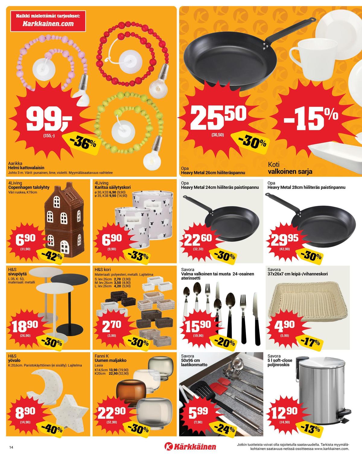 Katso ketjun Kärkkäinen tarjouslehti viikolta 9 sivustolla Viikkotarjoukset.fi. Löydät monia hyviä tarjouksia erilaisista tuotteista, esimerkiksi %product1% tai muista tuotteista. Lue tarjouslehti täältä! Sivu 14