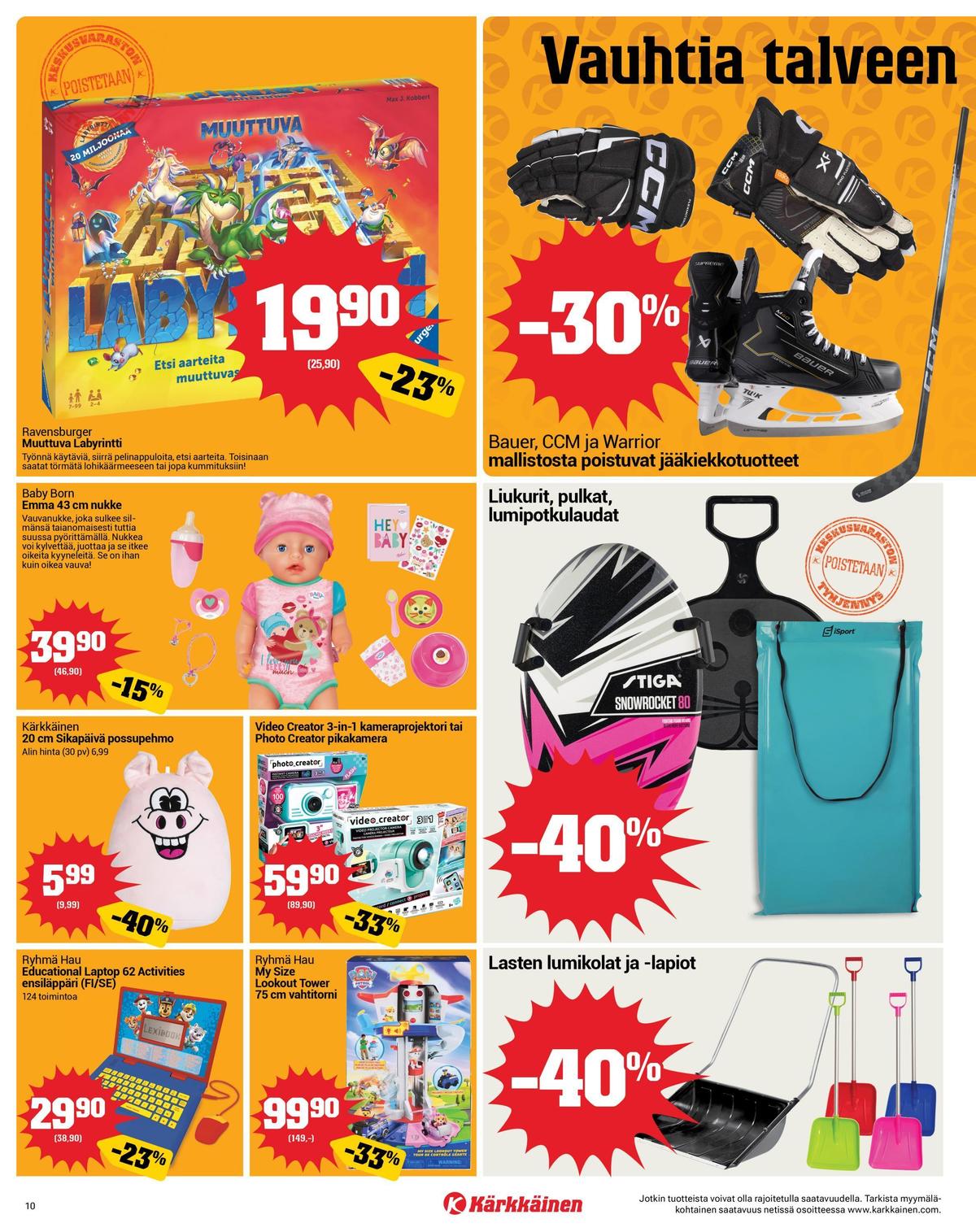 Katso ketjun Kärkkäinen tarjouslehti viikolta 9 sivustolla Viikkotarjoukset.fi. Löydät monia hyviä tarjouksia erilaisista tuotteista, esimerkiksi %product1% tai muista tuotteista. Lue tarjouslehti täältä! Sivu 10