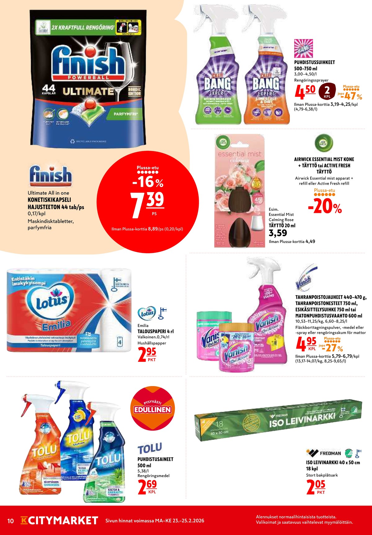 Katso ketjun K-Citymarket tarjouslehti viikolta 9 sivustolla Viikkotarjoukset.fi. Löydät monia hyviä tarjouksia erilaisista tuotteista. Lue tarjouslehti täältä! Sivu 10