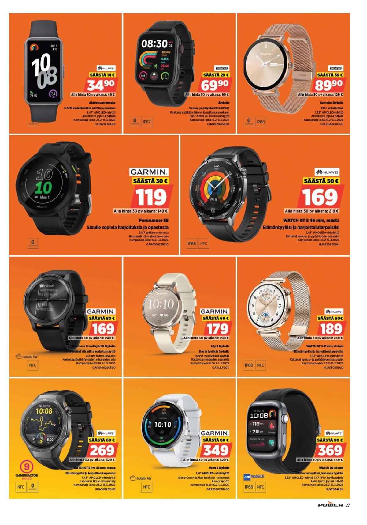 Katso ketjun Power tarjouslehti viikolta 9 sivustolla Viikkotarjoukset.fi. Löydät monia hyviä tarjouksia erilaisista tuotteista. Lue tarjouslehti täältä! Sivu 27
