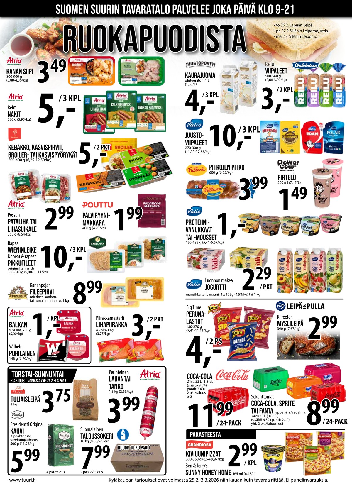 Katso ketjun Keskinen tarjouslehti viikolta 9 sivustolla Viikkotarjoukset.fi. Löydät monia hyviä tarjouksia erilaisista tuotteista. Lue tarjouslehti täältä! Sivu 7