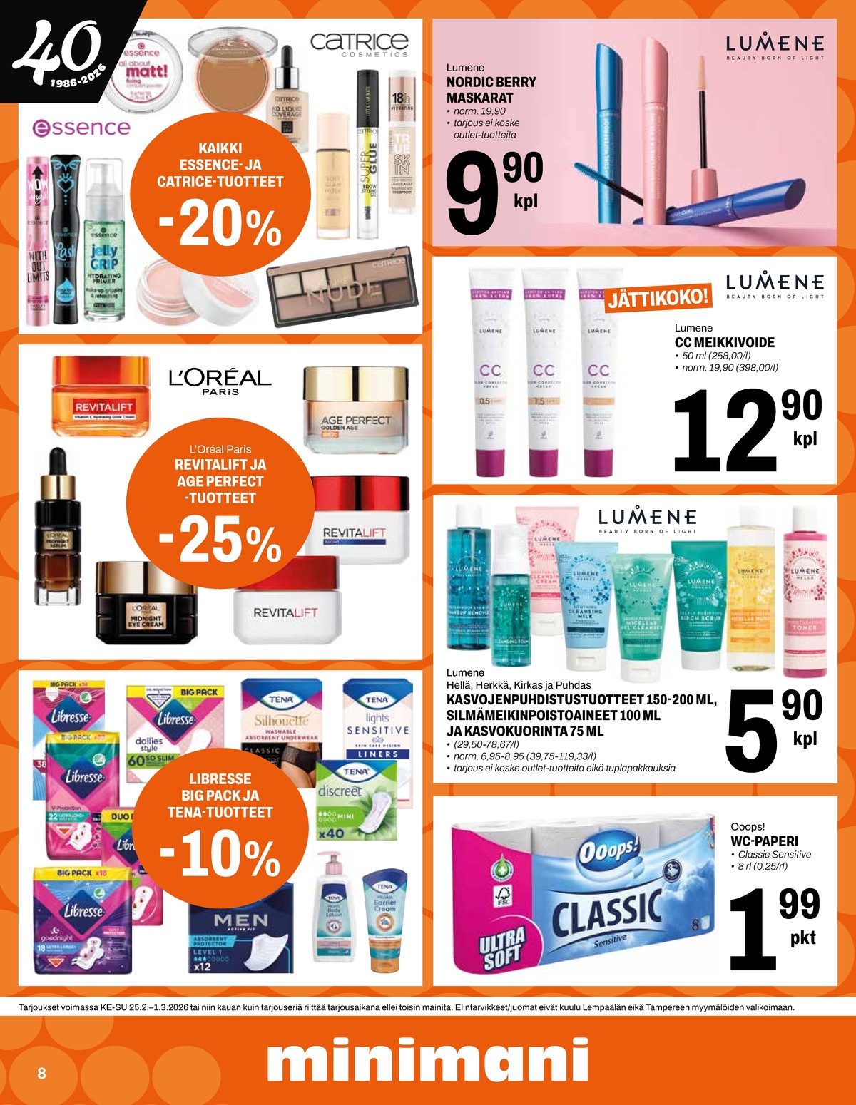 Katso ketjun Minimani tarjouslehti viikolta 9 sivustolla Viikkotarjoukset.fi. Löydät monia hyviä tarjouksia erilaisista tuotteista. Lue tarjouslehti täältä! Sivu 8