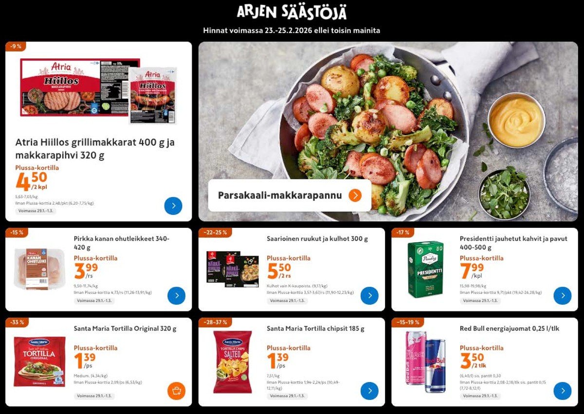 Katso ketjun K-Market tarjouslehti viikolta 9 sivustolla Viikkotarjoukset.fi. Löydät monia hyviä tarjouksia erilaisista tuotteista, esimerkiksi grillimakkarat hiillos tai grillipihvit hiillos. Lue tarjouslehti täältä! Sivu 1