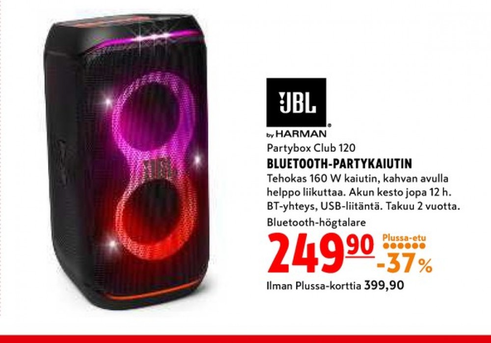 Tarjoukset ja hintavertailu haulla JBL, , Bluetooth-kaiuttimet 0.000 kpl 1 kappale €249.90