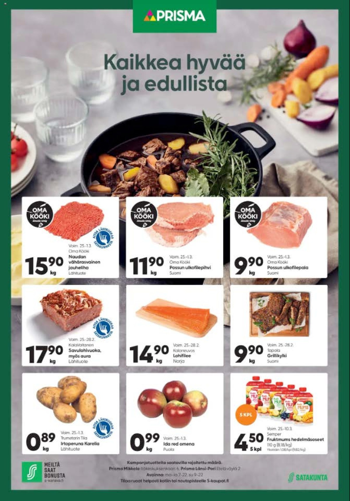 Katso ketjun Prisma region tarjouslehti viikolta 9 sivustolla Viikkotarjoukset.fi. Löydät monia hyviä tarjouksia erilaisista tuotteista. Lue tarjouslehti täältä! Sivu 1