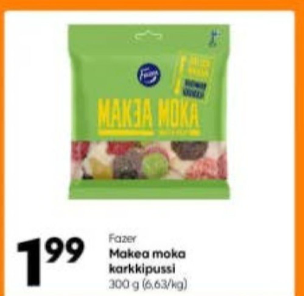 Tarjoukset ja hintavertailu haulla Makea Moka, , Karkkipussit 0.300 kg 1 Pussi €1.99