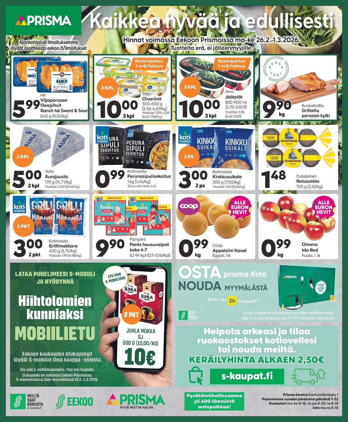 Katso ketjun Prisma region tarjouslehti viikolta 9 sivustolla Viikkotarjoukset.fi. Löydät monia hyviä tarjouksia erilaisista tuotteista. Lue tarjouslehti täältä! Sivu 1