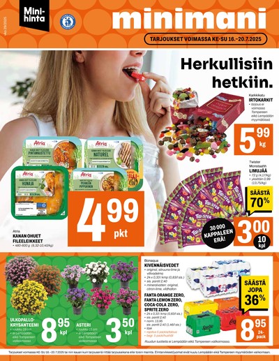 Minimani tarjouslehti. Voimassa: 16/07/25 - 20/07/25