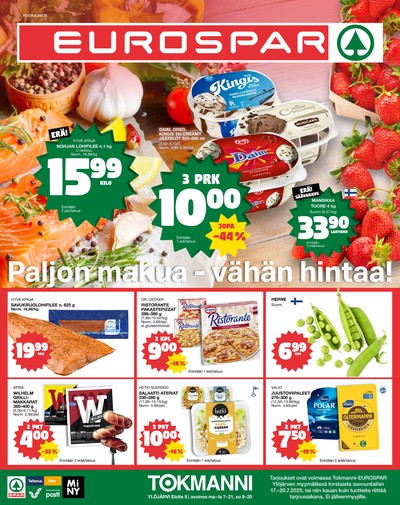 Tokmanni tarjouslehti. Voimassa: 17/07/25 - 20/07/25