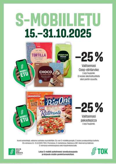 S-Market tarjouslehti. Voimassa: 15/10/25 - 31/10/25