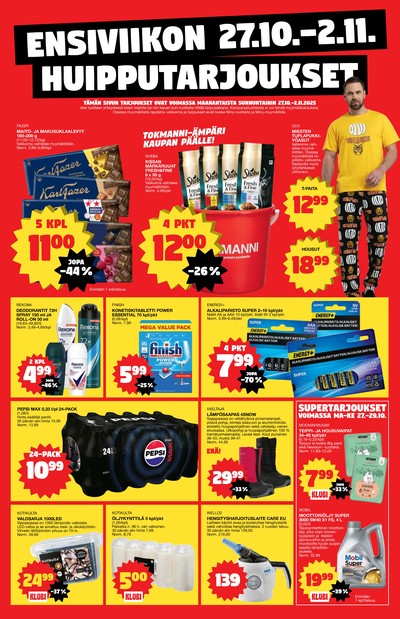 Tokmanni tarjouslehti. Voimassa: 27/10/25 - 02/11/25