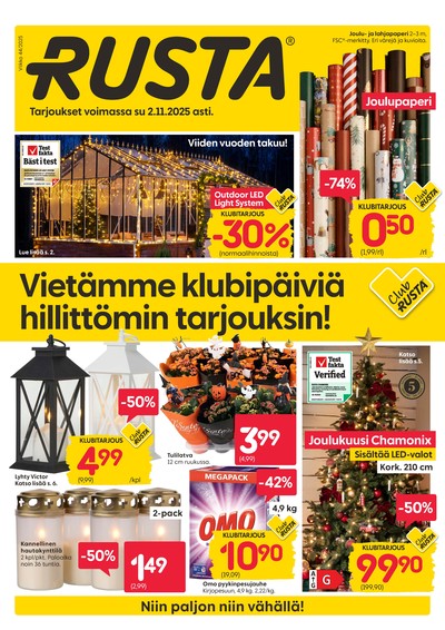 Rusta tarjouslehti. Voimassa: 27/10/25 - 02/11/25