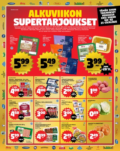 Tokmanni tarjouslehti. Voimassa: 27/10/25 - 29/10/25