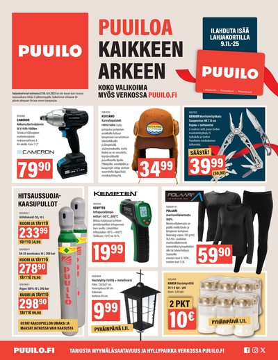Puuilo tarjouslehti. Voimassa: 27/10/25 - 09/11/25