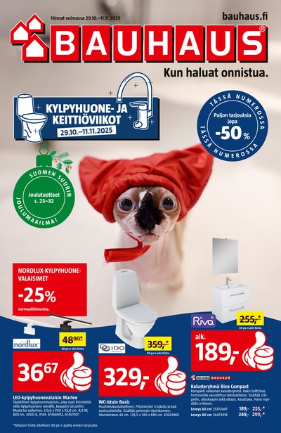 Bauhaus tarjouslehti. Voimassa: 29/10/25 - 11/11/25