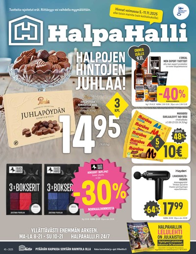 Halpa Halli tarjouslehti. Voimassa: 05/11/25 - 11/11/25
