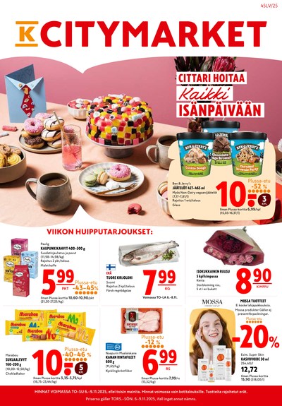 K-Citymarket tarjouslehti. Voimassa: 06/11/25 - 09/11/25