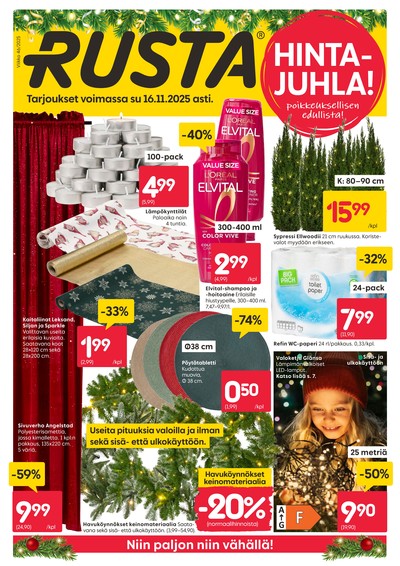 Rusta tarjouslehti. Voimassa: 01/11/25 - 16/11/25