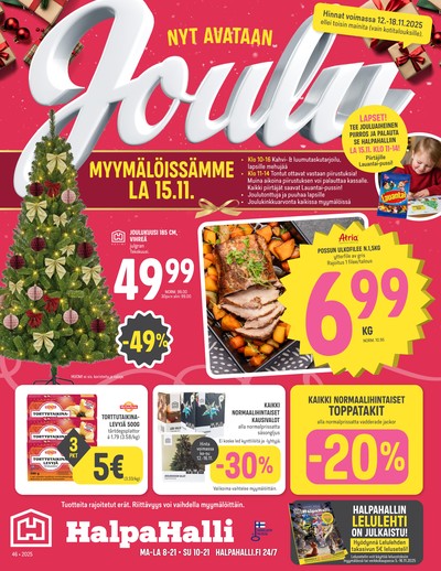 Halpa Halli tarjouslehti. Voimassa: 12/11/25 - 18/11/25