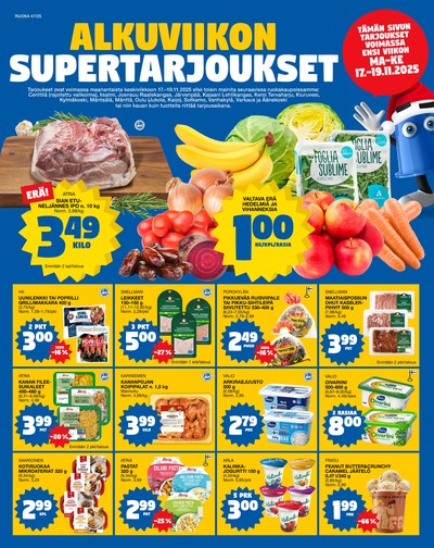 Tokmanni tarjouslehti. Voimassa: 17/11/25 - 19/11/25