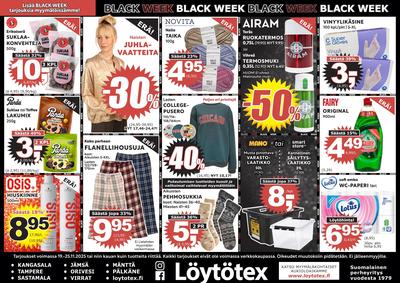 Löytötex tarjouslehti. Voimassa: 19/11/25 - 25/11/25