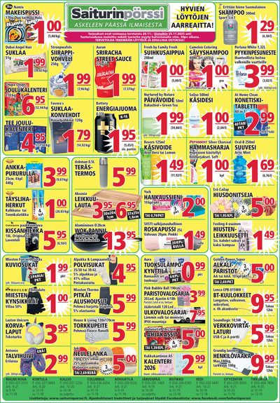Saiturin Pörssi tarjouslehti. Voimassa: 20/11/25 - 26/11/25