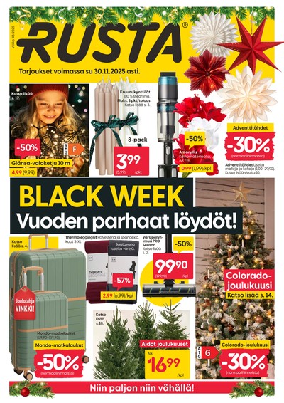Rusta tarjouslehti. Voimassa: 24/11/25 - 30/11/25