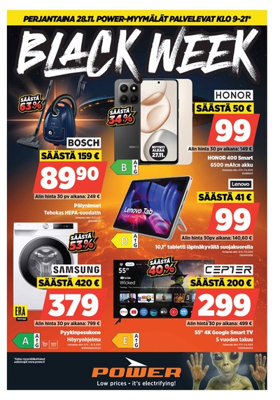Power tarjouslehti. Voimassa: 24/11/25 - 30/11/25