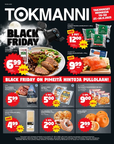 Tokmanni tarjouslehti. Voimassa: 27/11/25 - 30/11/25