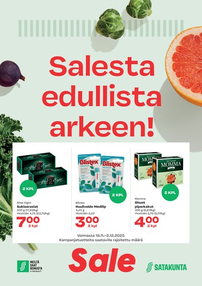 Sale tarjouslehti. Voimassa: 19/11/25 - 02/12/25
