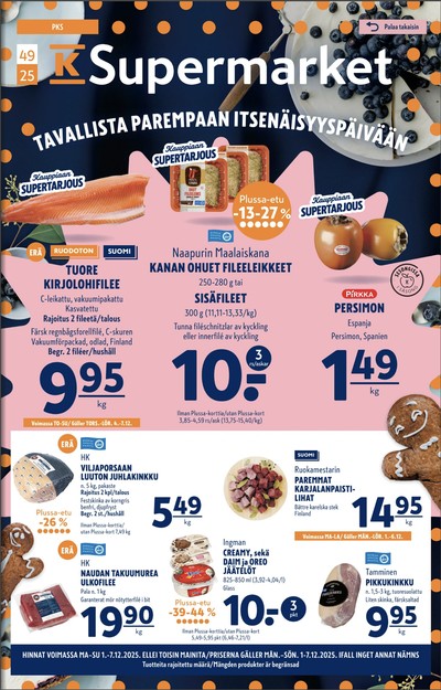 K-Supermarket tarjouslehti. Voimassa: 01/12/25 - 07/12/25